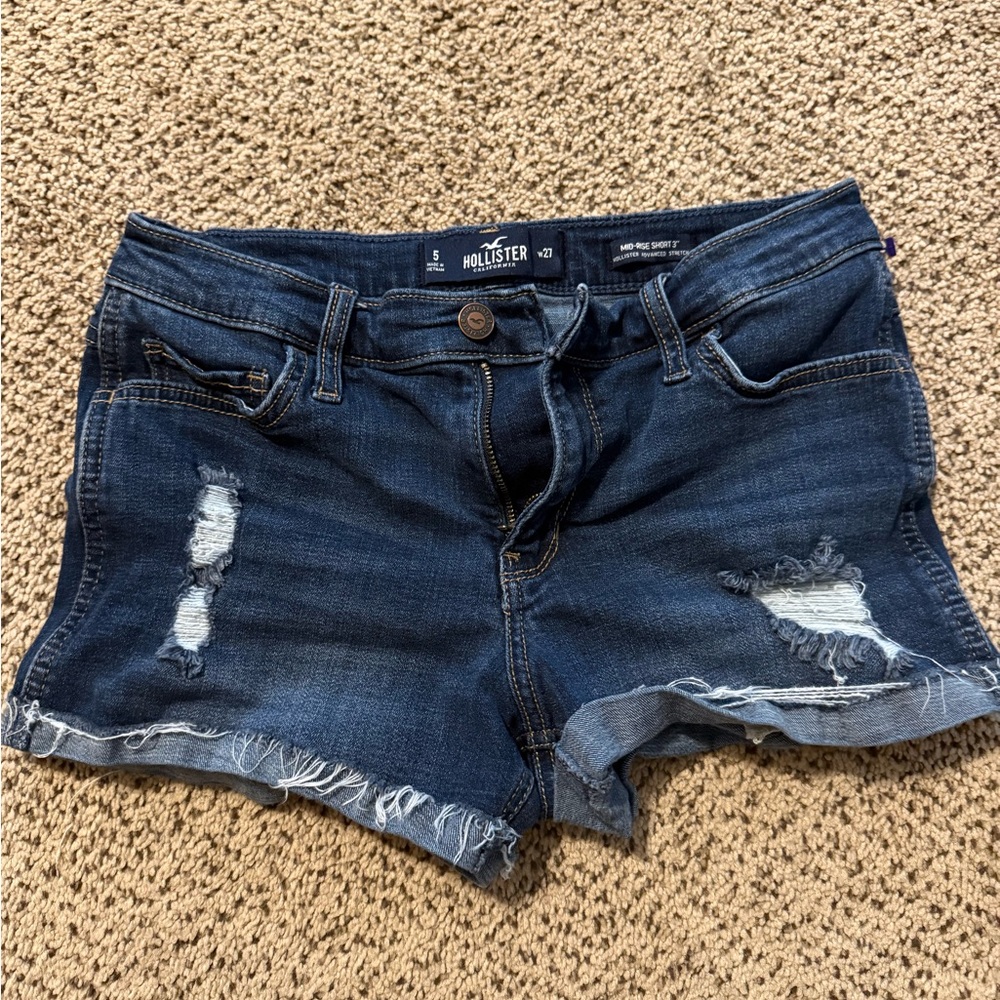 Hollister Women's Dark Blue Jean Shorts